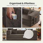 78.8" Convertible Futon Sofa Bed,Corduroy Futon Couch with Storage Pocket,Folding Pull Out Sofa,No Assembly Boneless Couch for Living Room,Brown