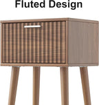 LAATOOREE Nightstands Set of 2, Small Fluted Side Table, Bedside Table with Solid Wood Feet; Modern Mid-Century End Table for Bedroom, Small Space