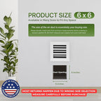 Modern Air Vent Cover 6x6 (Duct Opening) - Decorative White Aluminum Linear Slot Diffuser for Wall, Ceiling, Floor Register - Quiet Operation HVAC Grille for Home with Adjustable Airflow