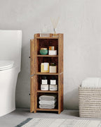 Bathroom Storage Cabinet, Small Corner Floor Cabinet with 2 Doors and Adjustable Shelf, Narrow Toilet Paper Cabinets, Bathroom Organizer for Small Spaces, 7.9"D x 9.8"W x 29.5"H Rustic Brown