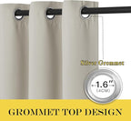 NICETOWN Room Darkening Bedroom Curtain 72 inches Long - Grommet Sound Reducing Window Treatment Privacy Thermal Curtain & Drape Light Blocking for Living Room (Natural, 1 Panel, W52 x L72)