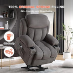 Power Lift Recliner Chair for Elderly with Vibration Massage and Lumbar Heating, Electric Lift Recliner Single Sofa with Side Pocket, Two Cup Holders and USB Charge Port for Living Room