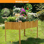 Bamboo Raised Garden Beds Outdoor, Raised Garden Bed with Legs, Elevated Bamboo Planter Box, Standing Growing Bed for Growing Fresh Herbs, Vegetables, Succulents, Flowers (48x25x30 Inch)
