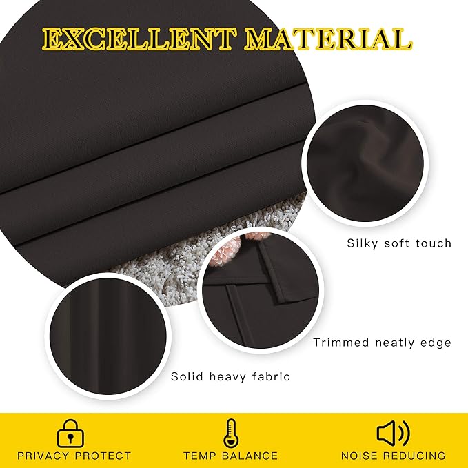 NICETOWN Blackout Curtains for Windows 54 inch Length - Solid Thermal Insulated Grommet Light Reducing Panels Window Treatment for Living Room (Toffee Brown, 2 Panels = 92" Wide)