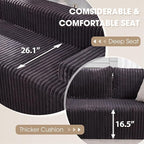 Modular Sectional Sofa Couches L-Shape Couch 3 Seat Modular Sofa Memory Foam Sectional Couches for Living Room, Cloud Couch with Oversized Chaise (Grey Stripe, 98" Left Facing Chaise)