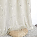 NICETOWN Bedroom Curtains Small Blackout Panels, Beige, Set of 2, 42 by 40 Inch, Window Treatment Thermal Insulated Solid Grommet Blackout Wave Line Foil Print Design Curtains for Kitchen, Cafe, Loft