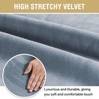 H.VERSAILTEX Velvet Dining Chair Covers Stretch Chair Covers for Dining Room Set of 2 Parson Chair Slipcovers Chair Protectors Covers Dining, Soft Thick Solid Velvet Fabric Washable, Stone Blue