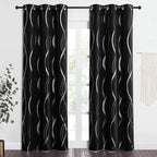 NICETOWN Blackout Curtain Panels 84 inches - Light Reducing Thermal Insulated Solid Grommet Blackout Curtains/Panels/Drapes for Living Room/Nursery/Kids Room (Set of 2, 42" Wide, Black)