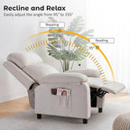 Recliner Chair, Reading Chair for Adults with Side Pockets, Recliners with Padded Deep Seat, Small Recliners for Small Spaces, Linen Fabric Comfy Chair for Bedroom, Living Room, and RV