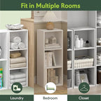 Furinno LUDER Book Shelf, 3-Cube Bookshelf, Bookcase with Open Shelves, 9.3 x 12 x 31.5, Easy Assembly, for Living Room, Bedroom, Home Office, White