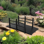 VINGLI Garden Bridge, Classic Wooden Bridge with Safety Rails, Decorative Arched Footbridge (Black, 5 ft)
