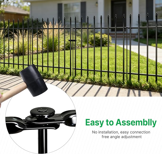 Metal Garden Fence 42" H x 30" W, 5 Panels (4 Panels + 1 Gate), Total 12.5 feet, Metal Border Folding Fence, Landscape Fencing Dog Fence Pet Fence for Flower Bed, Yard, Animal Barrier