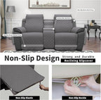 Easy-Going Loveseat Recliner Cover with Console, Reversible Couch Cover for Living Room, Split Sofa Cover for Each Seat with Elastic Straps for Kids, Dogs, Pets(2 Seater, Gray/Light Gray)