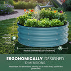 Round Galvanized Raised Garden Bed Kit, 2 x 2 x 1ft Teal Blue Galvanized Garden Boxes, Outdoor for Vegetables