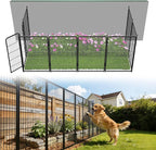 FXW Garden Fence Outdoor for The Yard – 40in(H) x 18.2ft(L) Heavy Duty Metal Animal Barrier for Dog and Rabbit, Decorative Dog Fence, 8 Panels, Black