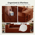 78.8" Convertible Futon Sofa Bed,Corduroy Futon Couch with Storage Pocket,Folding Pull Out Sofa,No Assembly Boneless Couch for Living Room,Orange