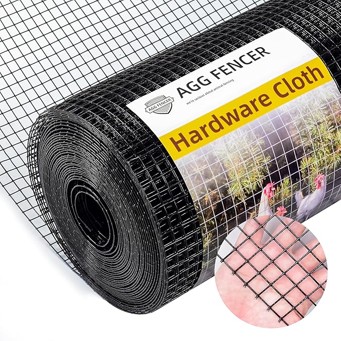 36in x 50ft Black Hardware Cloth 1/2 inch 19Ga PVC Coated Wire Mesh Vinyl Coated Fence, Welded Metal Chicken Wire Fencing Roll, Garden Plant Fencing, for Chicken Coop and Home Improvement