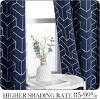 NICETOWN Blackout Curtain Panels 84 inches Long, Window Treatment Foil Printed Diamond Pattern Thermal Insulated Grommet Blackout Drapes for Living Room/Office/Guest Room(Navy, 1 Pair, 52 inches Wide)