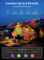 Brightown Outdoor String Lights 58 Feet G40 LED Patio Lights, 27 Plastic Multicolor Bulbs(2 Spare), Remote, Timer, Waterproof Connectable Hanging Light for Porch Balcony Party Decor, E12 Base, RGBW