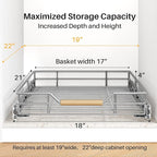 Pull out Cabinet Organizer, 18"W X 21"D, Heavy Duty Smooth Sliding Under Cabinet Shelves for Pots and Pans, Full-Extension Roll out Drawers, Slide out Organization for Home Kitchen Pantry