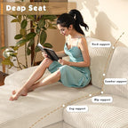 Homall Modular Sectional U Shaped Sofa Couches for Living Room, Comfy Chenille 4 Seat Sofa Set with Removable Pillows, Lounge Chaise Upholstered Couch for for Apartment (Corduroy, Light Beige)