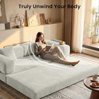78.8" Convertible Sofa Bed,Corduroy Futon Couch with Storage Pocket,Folding Pull Out Futon Sofa,No Assembly Boneless Couch for Living Room, White | futon sofa bed, sofa, couch, loveseat, convertible sofa, boneless couch