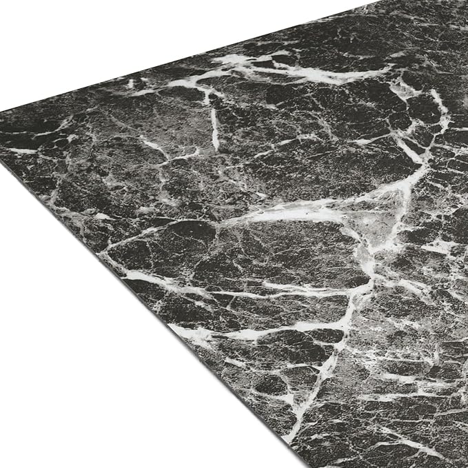 Nexus Self Adhesive Vinyl Floor Tiles, 20 Tiles - 12'' x 12'', Smoke Marble Peel & Stick, DIY Flooring for Kitchen, Dining Room, Bedrooms Bathrooms by Achim Home Decor, Dark Grey with White Vein