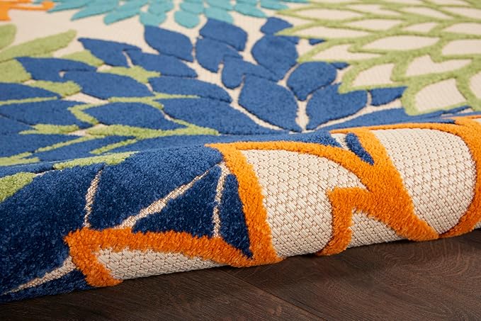 Nourison Home Aloha Indoor/Outdoor Multicolor 7' x 10' Area Rug, Easy Cleaning, Non Shedding, Bed Room, Living Room, Dining Room, Deck, Backyard, Patio (7x10)
