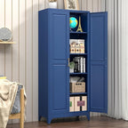 Metal Storage Cabinet,75" Tall Kitchen Pantry Storage Cabinet with Doors and Adjustable Shelves, Blue Metal Pantry Cabinets, Large Cupboard for Kitchen, Dining Living Room, Bathroom, Office