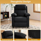 Recliner Chair, Reading Chair for Adults with Side Pockets, Recliners with Padded Deep Seat, Small Recliners for Small Spaces, Linen Fabric Comfy Chair for Bedroom, Living Room, and RV