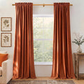 NICETOWN Orange Velvet Curtains 96 inch Long - Room Darkening Red Orange Rod Pocket Privacy Backdrops Drapes Soft Window Treatments for Bedroom and Living Room(2 Panels, 52" Wide)