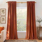 NICETOWN Orange Velvet Curtains 96 inch Long - Room Darkening Red Orange Rod Pocket Privacy Backdrops Drapes Soft Window Treatments for Bedroom and Living Room(2 Panels, 52" Wide)