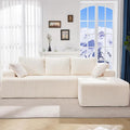 Modular Sectional Sofa Couches L-Shape Couch 3 Seat Modular Sofa Memory Foam Sectional Couches for Living Room, Cloud Couch with Oversized Chaise (White Stripe, 98" Right Facing Chaise)