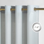 NICETOWN Light Cyan Linen Curtains for Kitchen, Thick Flax Small Window Treatments Semi Sheer Privacy Assured with Light Through for Cafe/Bathroom, W55 x L84, 2 Panels