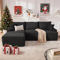 Cloud Sectional Sofa, Boneless Couch for Living Room, Modular Sectional Sofa with Deep Seat, Fluffy Comfy Couch with L-Shaped Chaise, No Assembly Required, Black