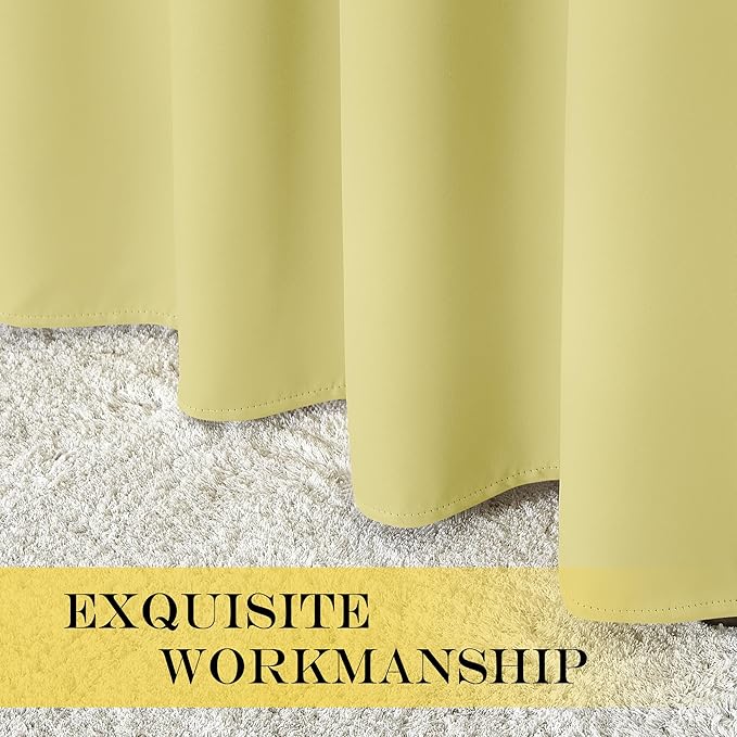 NICETOWN Blackout 108 inch Curtains for Sliding Glass Door, Grommet Thermal Insulated Room Darkening Window Treatment Sound Reducing Drapes for Room Divider, 1 Panel, W52 x L108, Paler Yellow