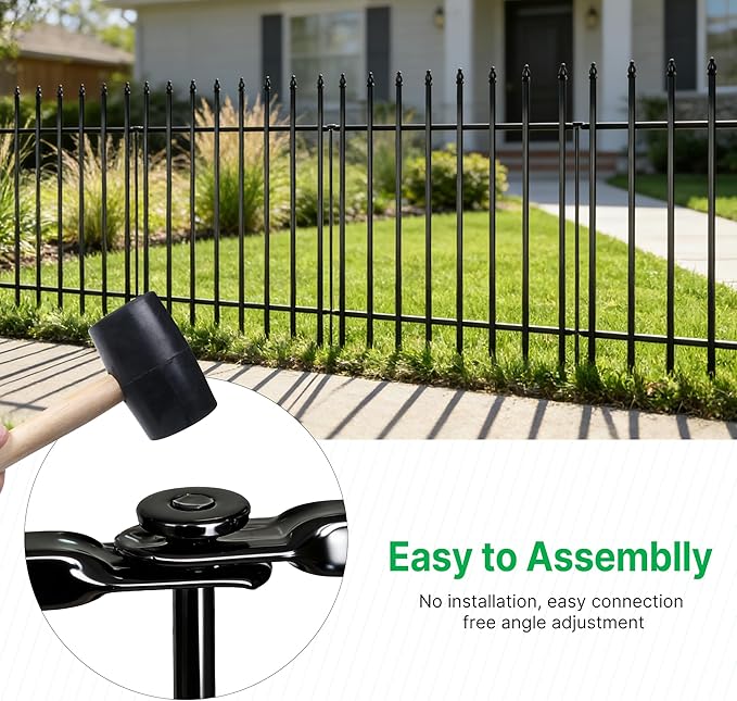 Metal Decorative Garden Fence 42" H x 30" W (5 Panels, Total Length 12.5 feet), Metal Border Folding Fence, Landscape Fencing Dog Fence Pet Fence for Flower Bed, Yard, Animal Barrier