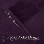 NICETOWN Blackout Purple Gothic Velvet Curtains 96 inch Long, Dark Purple - Rod Pocket Drapes Soft Window Treatments for Bedroom and Living Room(2 Panels, 52" Wide)