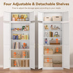 Kitchen Pantry Cabinet, 86 Inch Tall Metal Storage Cabinet, Food Pantry cabinets with Doors and Shelves, White Storage Cabinets for Living Room, Dining, Office, Bathroom, Assembly Required