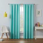 ECLIPSE Kendall Modern Blackout Thermal Rod Pocket Window Curtain for Bedroom or Living Room (1 Panel), 42" x 63", Pool