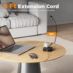 TESSAN Surge Protector Power Strip, 5 Ft Flat Plug Extension Cord with 3 USB (1 USB C) 8 Outlets, 1250W, 900J Protection, 3 Sided Outlet Extender with Power Switch for Office, Dorm Room, Black