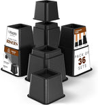 Utopia Bedding Bed Riser, 3 & 5 Inches Adjustable Furniture Risers for 8 Inch Combined Furniture Lift, Under Bed Storage & Dorm Room Essential, Supports Up to 1,300 lbs (36 Set, Black)