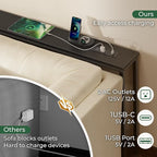 SUPERJARE 102.4 Inch Sofa Table with Power Outlets and USB-C Ports, 5.9 Inch Narrow Console Tables, Entryway Hallway Couch Tables with Storage, Behind Sofa, Small Spaces, Living Room, Black