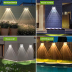 Solar Fence Lights Outdoor - 2700/4000/6000K 3 Modes, IP65 Waterproof Fence Solar Lights Outdoor, Fence Light Solar Powered for Patio Decor/Railing/Step and Wall - Unique Housewarming Gifts（8 Pack