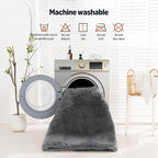Amazon Basics Fluffy Washable Area Rug, Shaggy Carpet for Living Room, Bedroom, 8' W × 10' L, Dark Gray