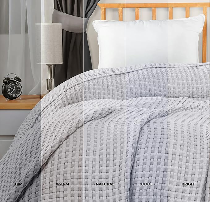 Utopia Bedding Silver 100% Cotton Waffle Blanket 300 GSM [King - 90x108 Inch] Soft Lightweight Breathable Bed Blanket for All Season