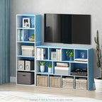 Furinno LUDER Book Shelf, 5-Tier Bookshelf, Bookcase with Open Shelves, 9.4 x 15.8 x 52, Easy Assembly, for Living Room, Bedroom, Home Office, White/Light Blue