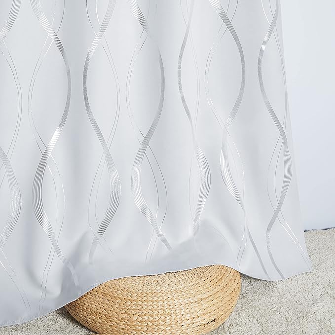 NICETOWN Room Darkening Curtains for Living Room - Easy Care Solid Thermal Insulated Grommet Room Darkening Curtains/Panels/Drapes for Bedroom Decoration (2 Panels, 52 by 72, Greyish White)