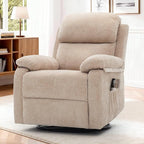 Recliner Chair, 360 Swivel Rocker Chair for Adults, Small Rocking Recliner Chair for Small Spaces, Upholstered Chenille Fabric Glider Recliner Nursery Chair with Side Pockets for Living Room