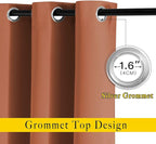 NICETOWN Doorway Curtains for Girls Room 80 inches Long, Grommet Privacy Light & Sound Reducing Room Darkening Window Treatments for Living Room, 2 Panels, Burnt Orange, W46 x L80